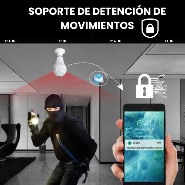 Bombilla Espía: Cámara de Seguridad 360º con Visión Nocturna BULBCAM®