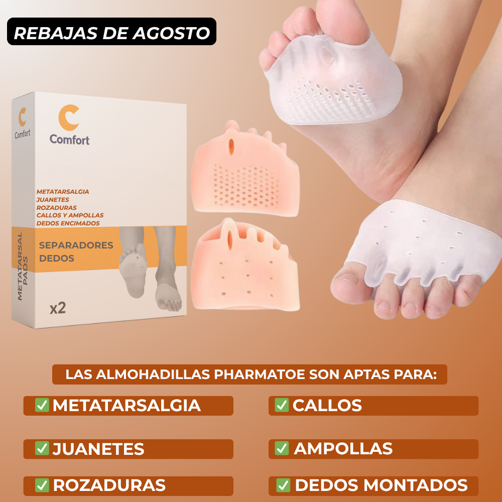 Almohadillas terapéuticas con Separador de dedos l PharmaToe™