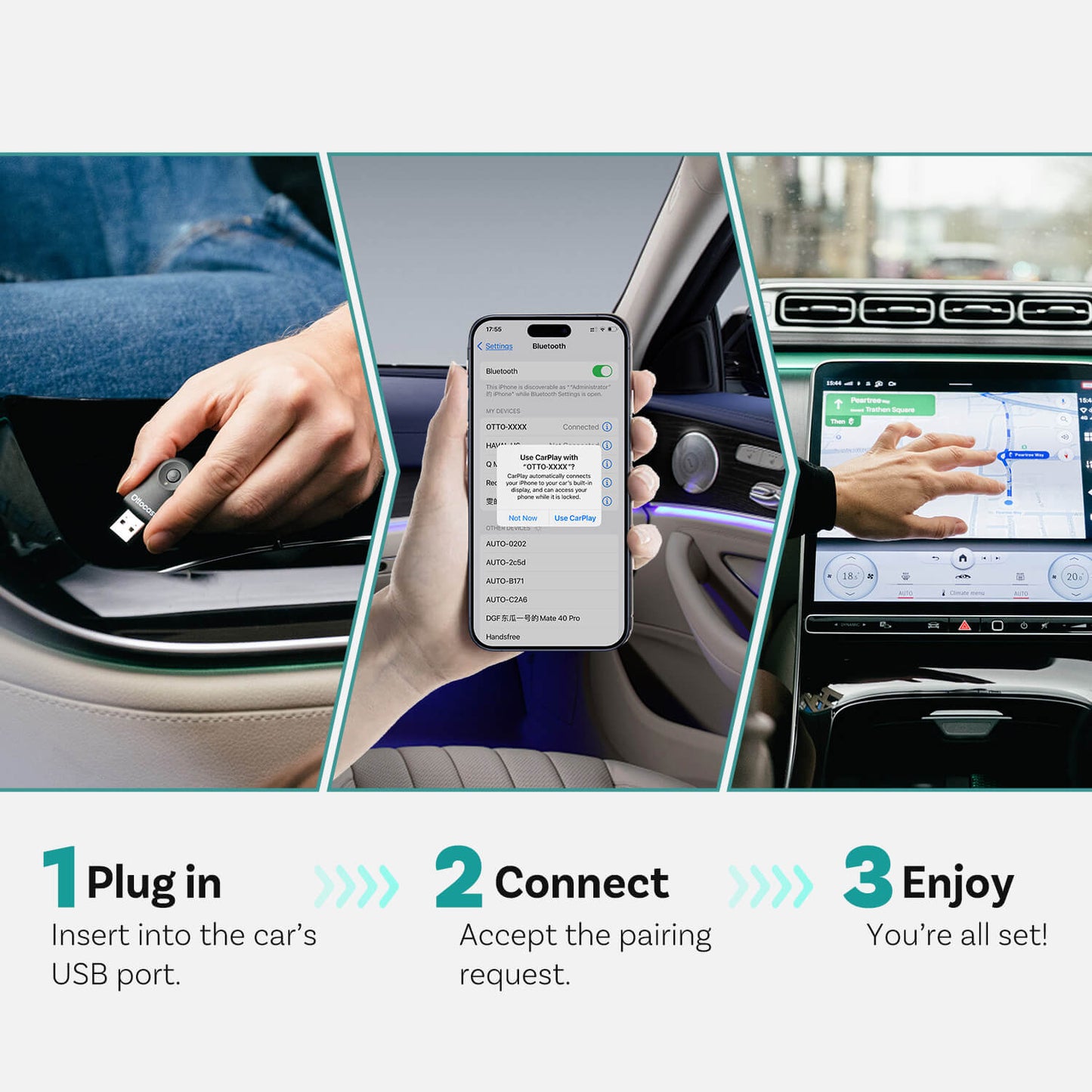 Mini adaptador inalámbrico CarPlay/Android Auto