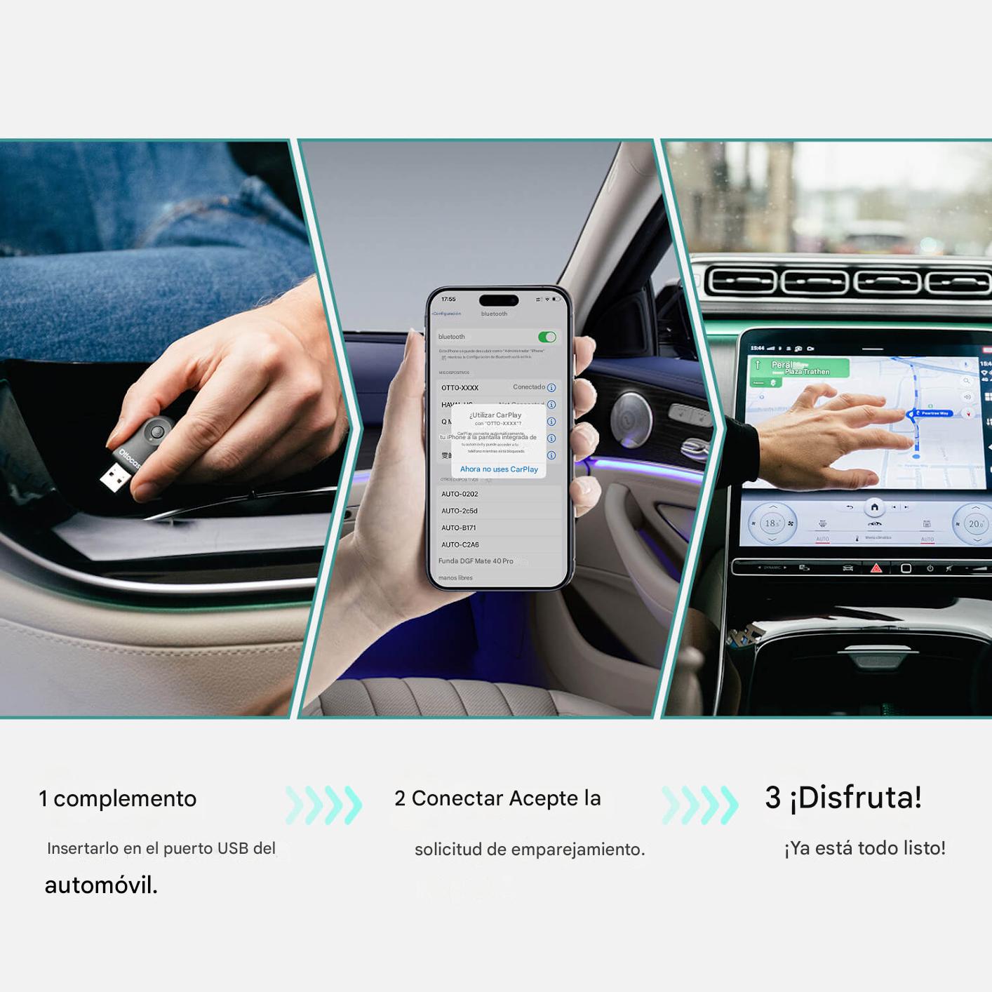 Mini adaptador inalámbrico CarPlay/Android Auto