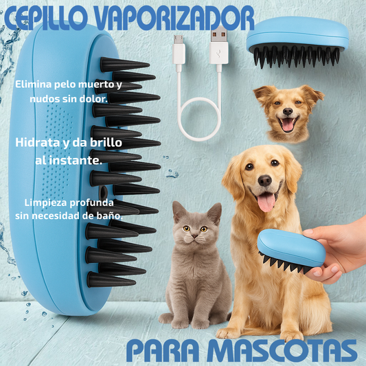 Cepillo Vaporizador para Mascotas 3 en 1