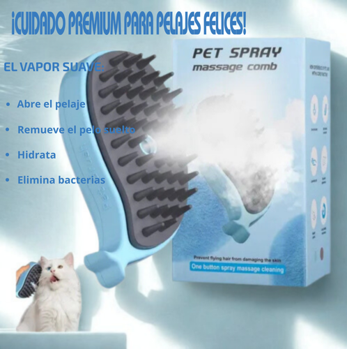 Cepillo Vaporizador para Mascotas 3 en 1