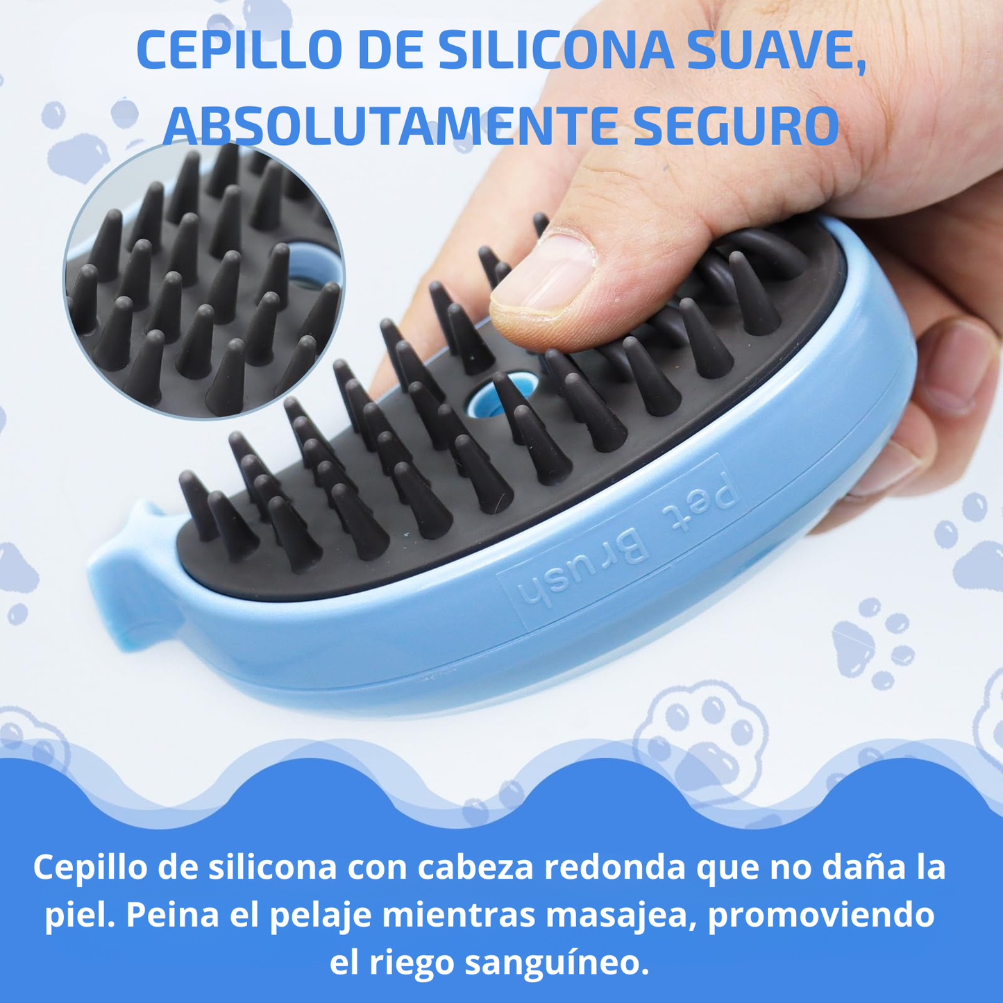 Cepillo Vaporizador para Mascotas 3 en 1