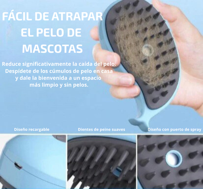 Cepillo Vaporizador para Mascotas 3 en 1